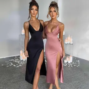 V-Neck Spaghetti Strap Bodycon Dress