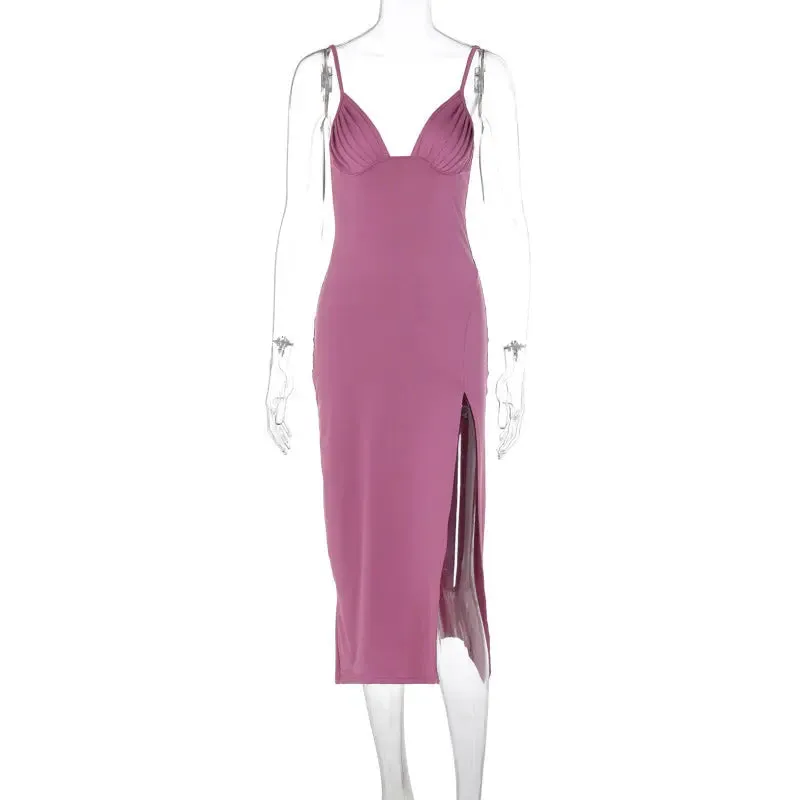 V-Neck Spaghetti Strap Bodycon Dress