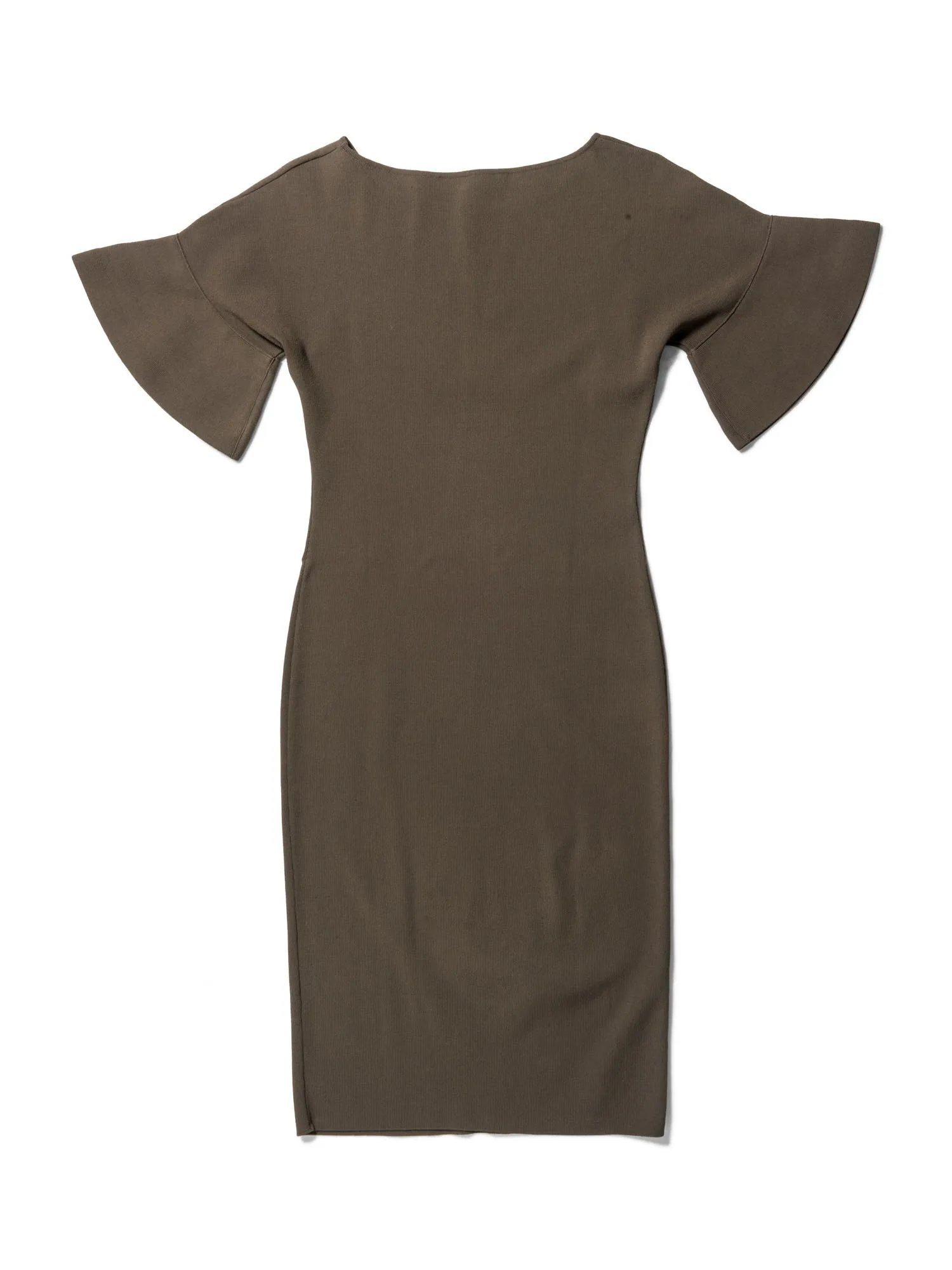 Valentino Short Sleeve Bodycon Midi Dress Olive Green