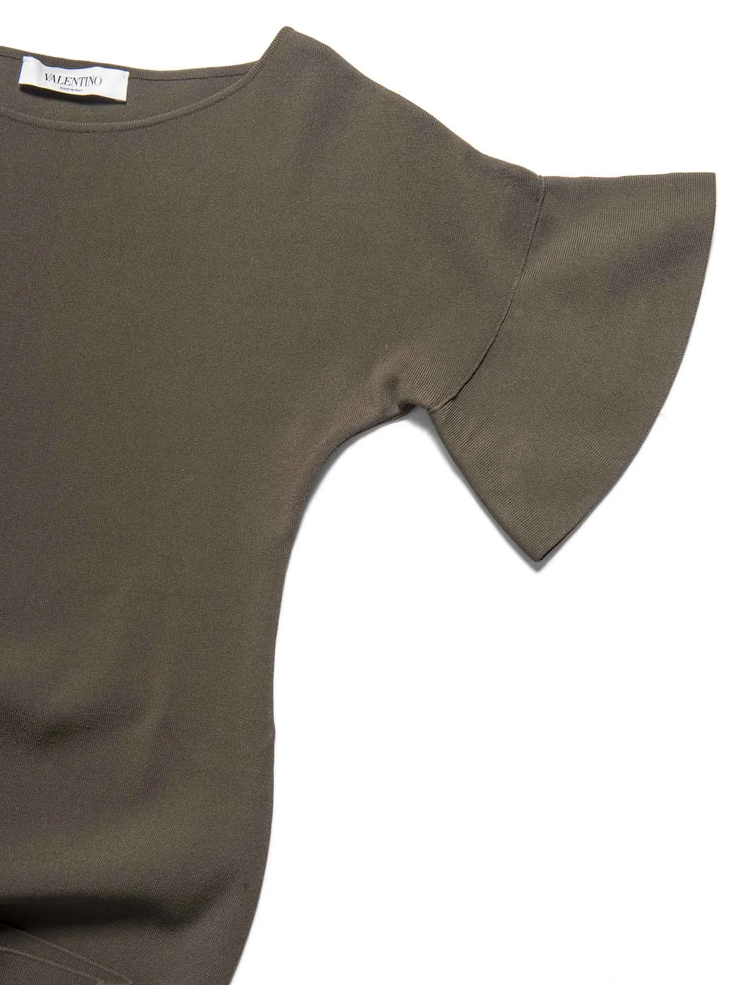 Valentino Short Sleeve Bodycon Midi Dress Olive Green