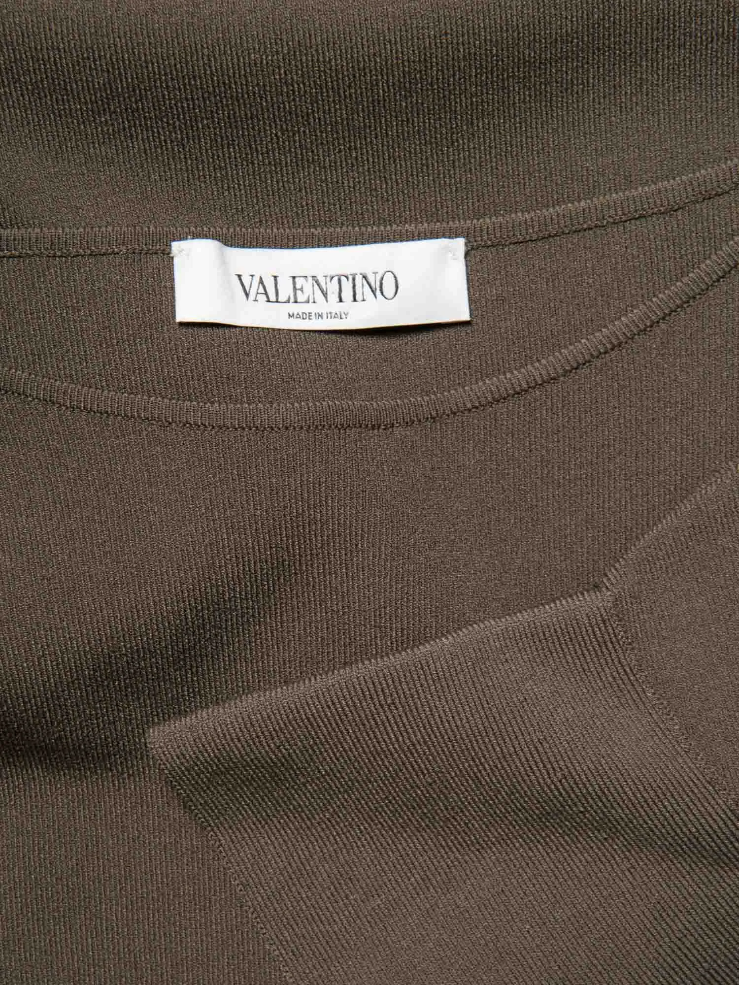 Valentino Short Sleeve Bodycon Midi Dress Olive Green