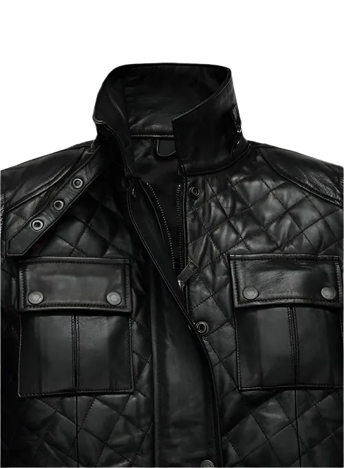 VICTORIA BECKHAM Black Leather Coat Jacket