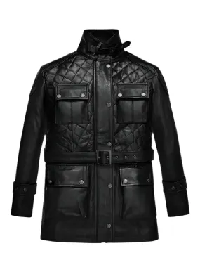 VICTORIA BECKHAM Black Leather Coat Jacket