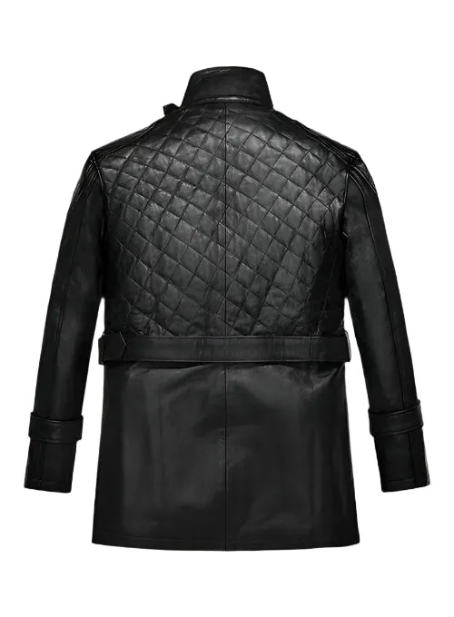 VICTORIA BECKHAM Black Leather Coat Jacket