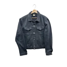 Vintage 1990's Versace Jeans Couture Distressed Black Denim Jacket