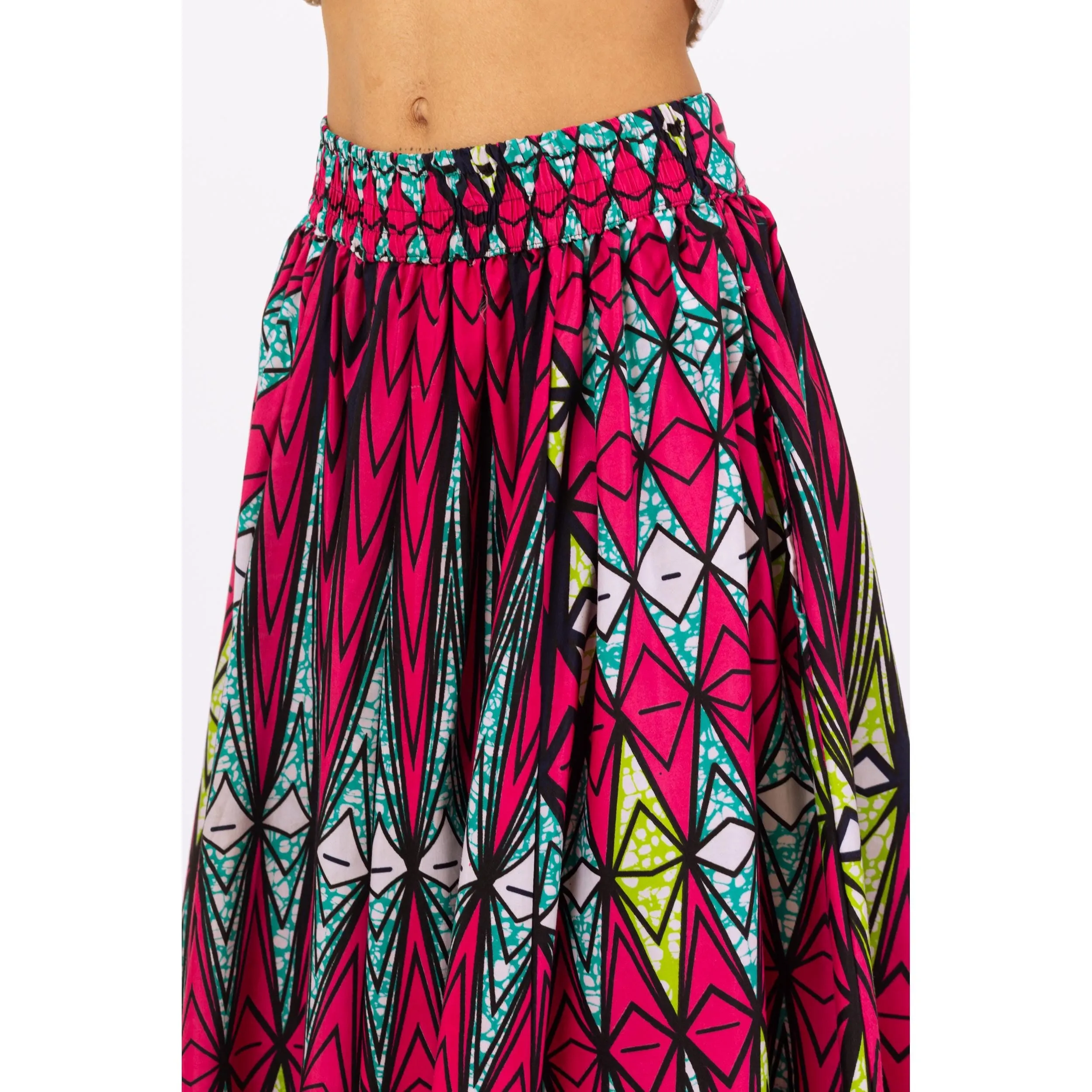 Vintage Y2K African Ankara Print Maxi Skirt - Small to Large