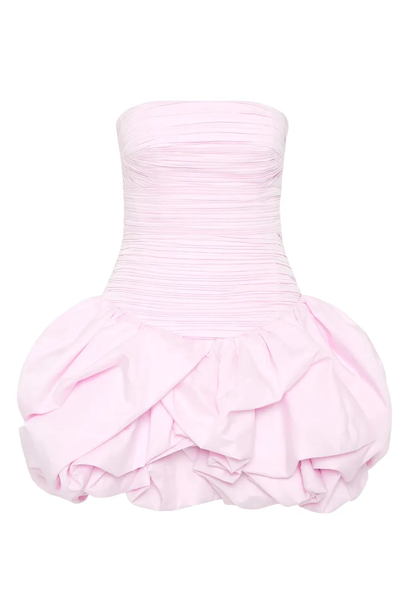 Violette Bubble Hem Mini Dress in Pink