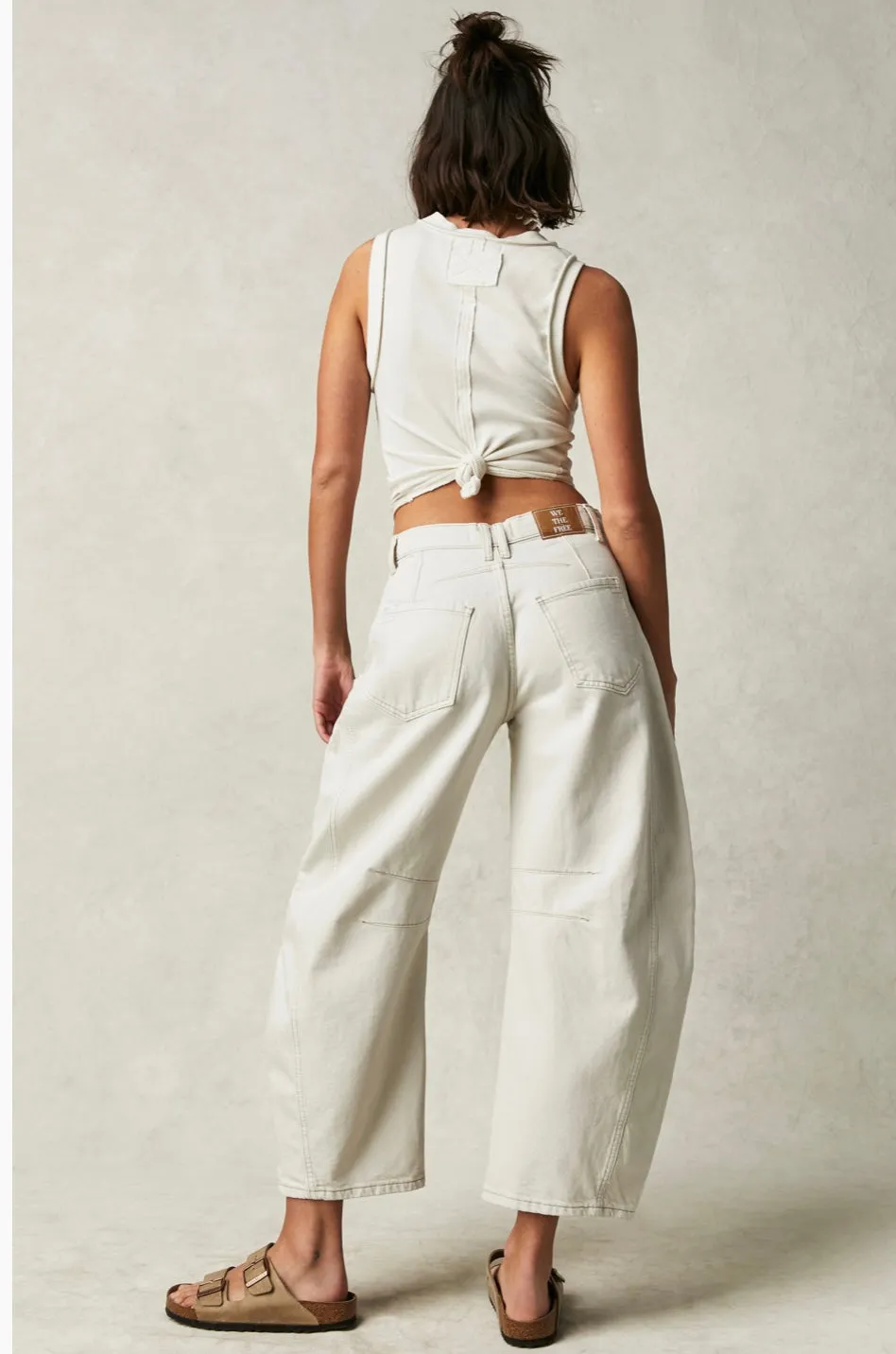 We the Free Lucky You Mid Rise Barrel Jeans in Milk