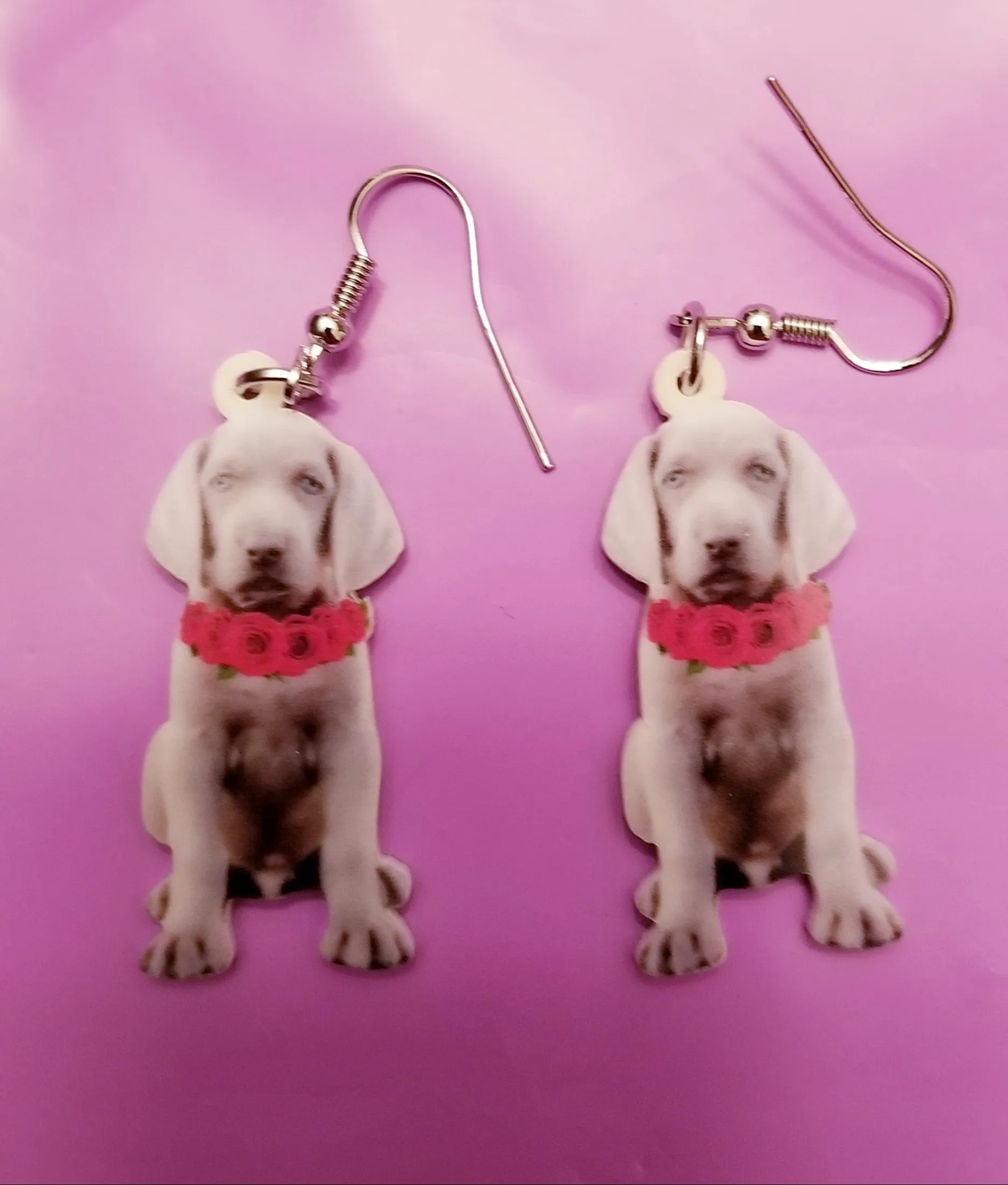 Weimaraner Weim Dog Print Lightweight Earrings