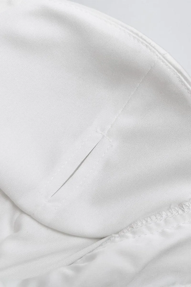 White Bodycon Dress Lace-Up Ruched Halter Neck
