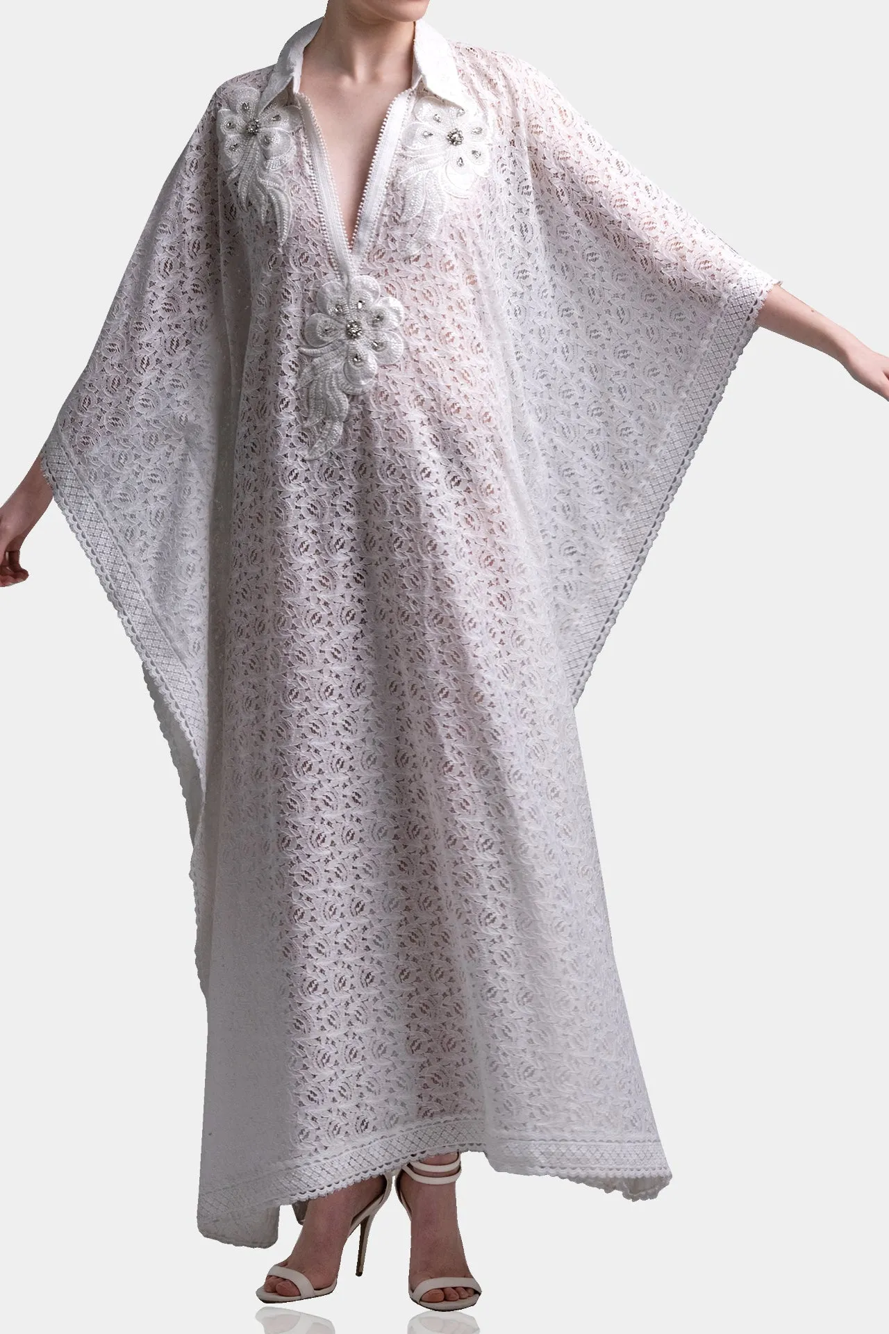 White Cotton Kaftan Dress