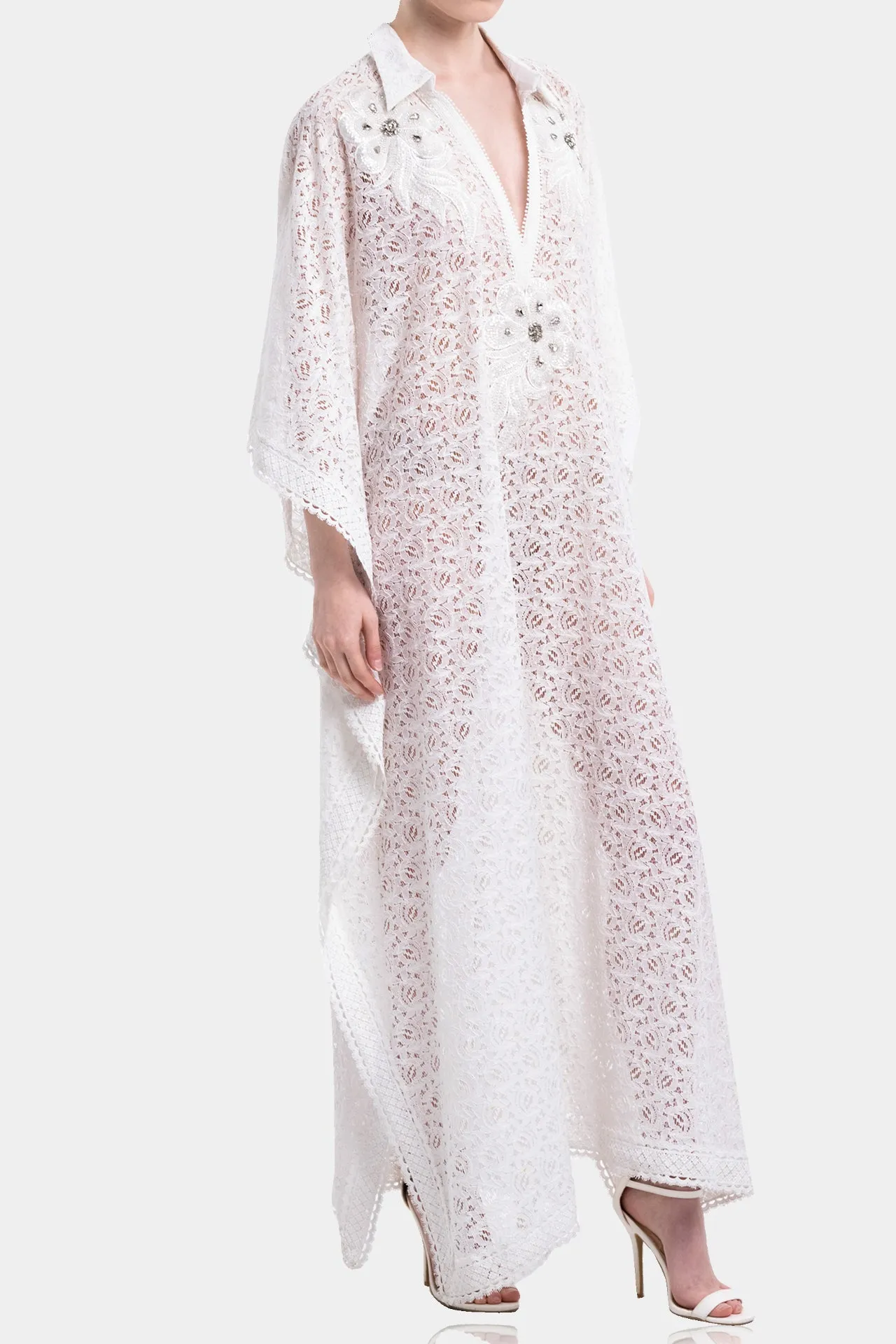 White Cotton Kaftan Dress