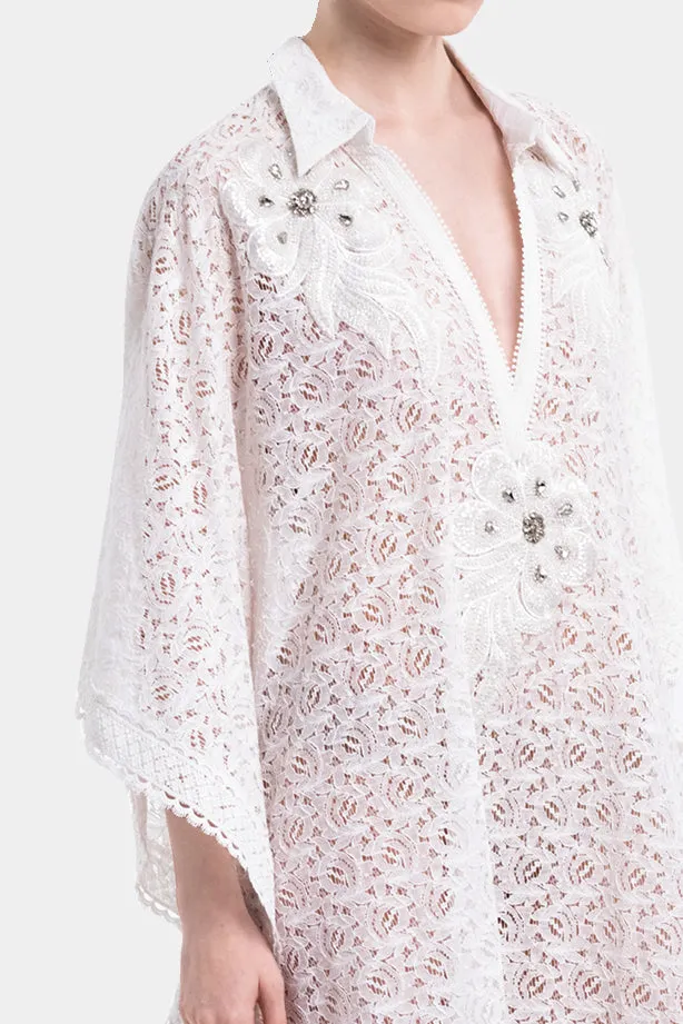 White Cotton Kaftan Dress