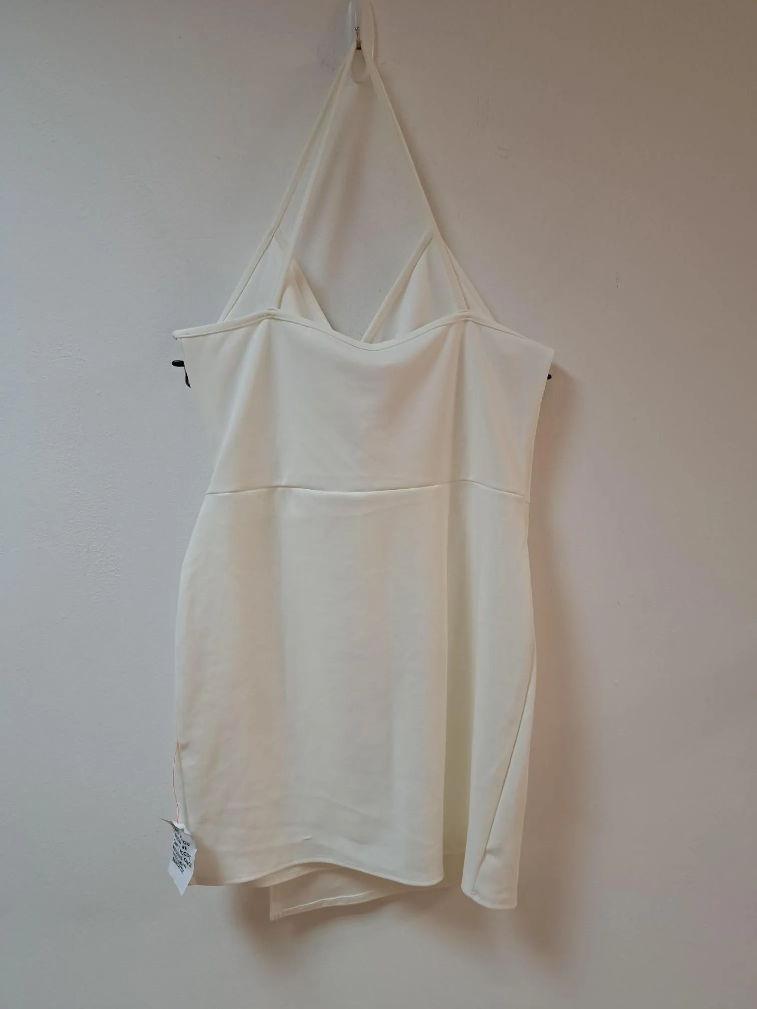 White cross back buckle mini bodycon dress, ASOS, Size 16
