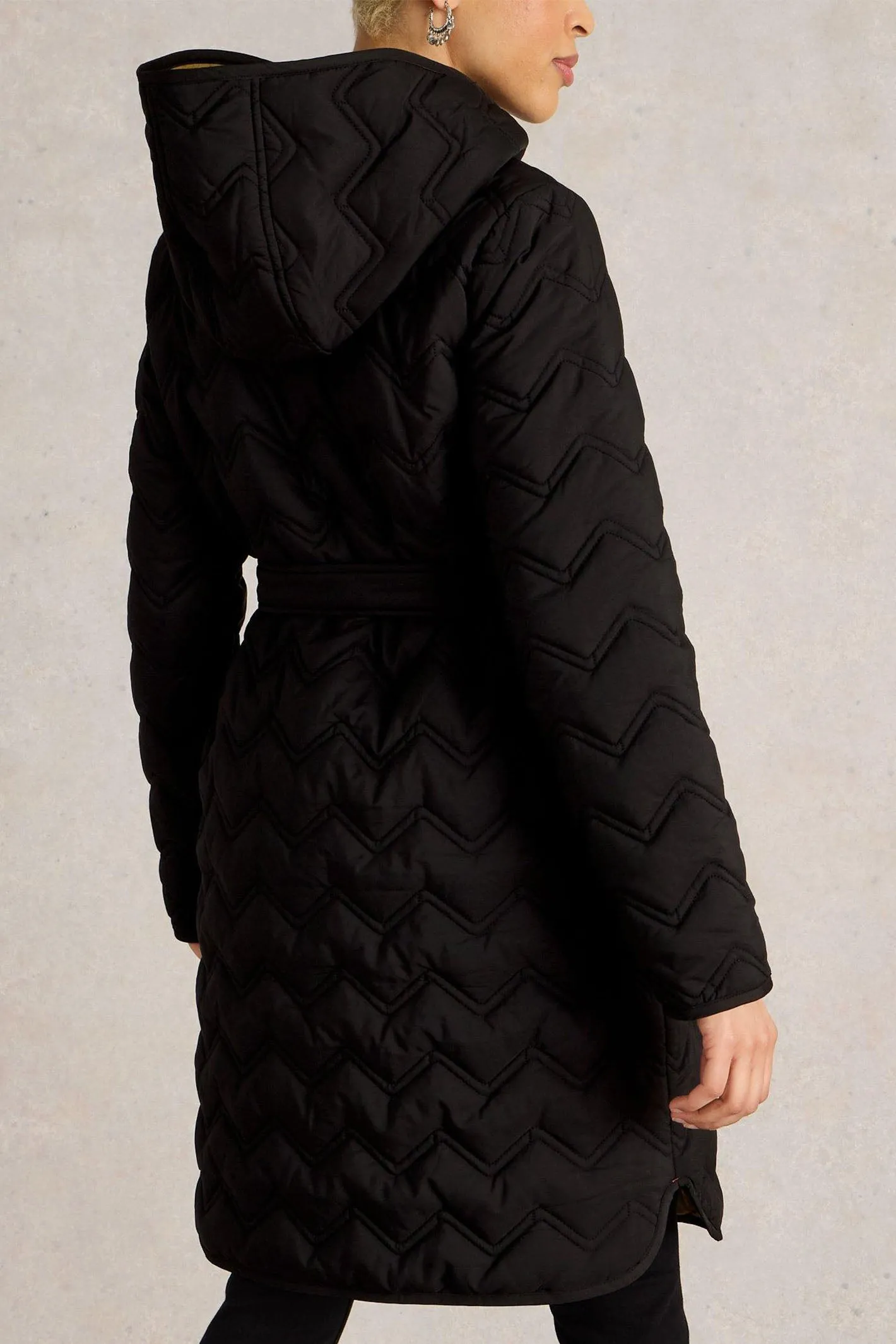 White Stuff Arlet Quilted Coat Pure Black 441410