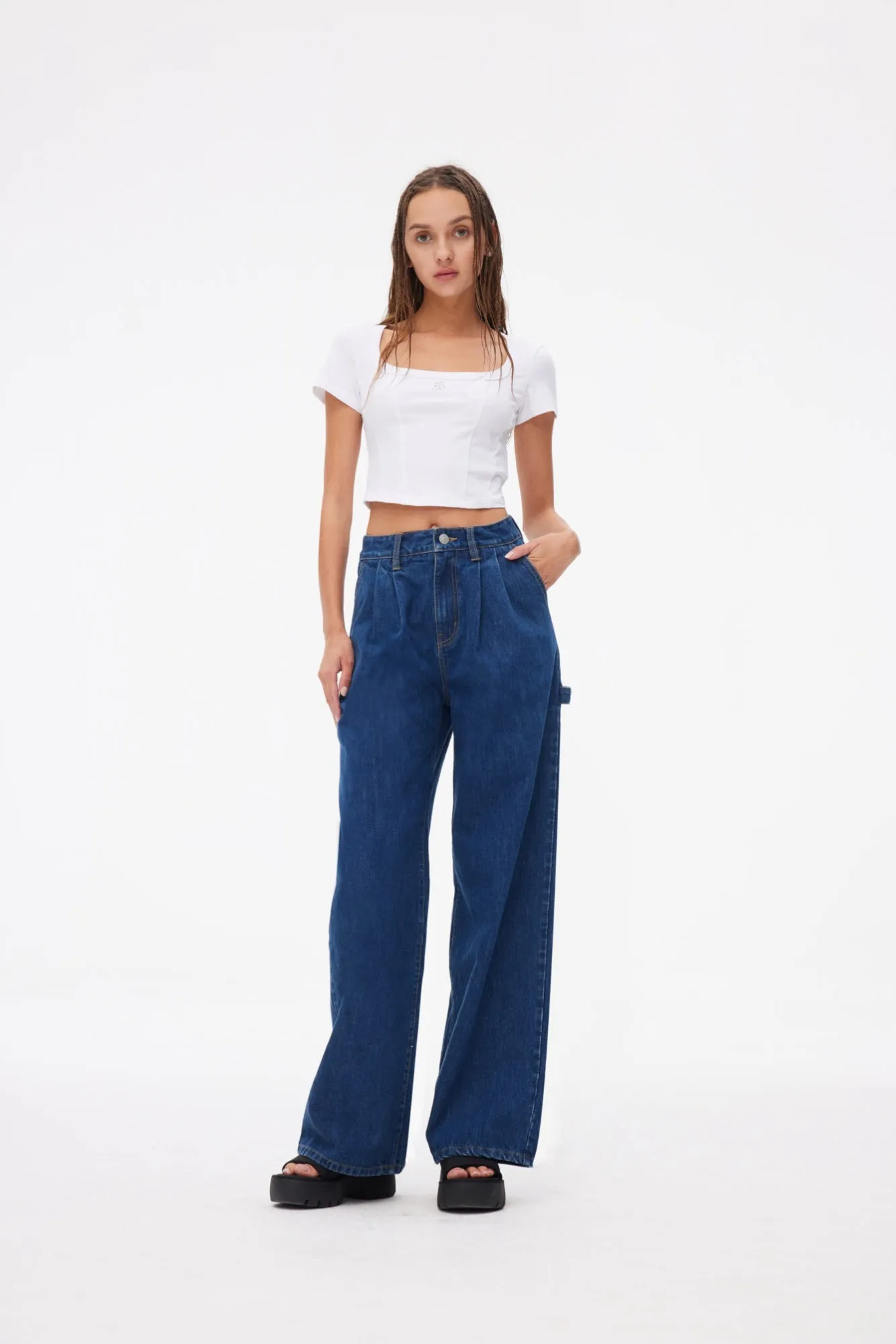 Wide-Leg Jeans Blue