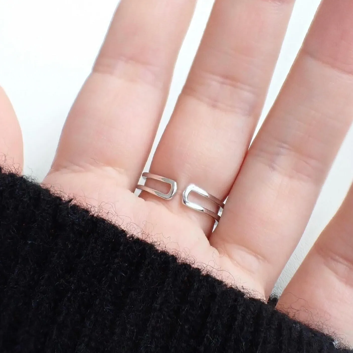 Winter Snowflake Layered Ring 925 Silver