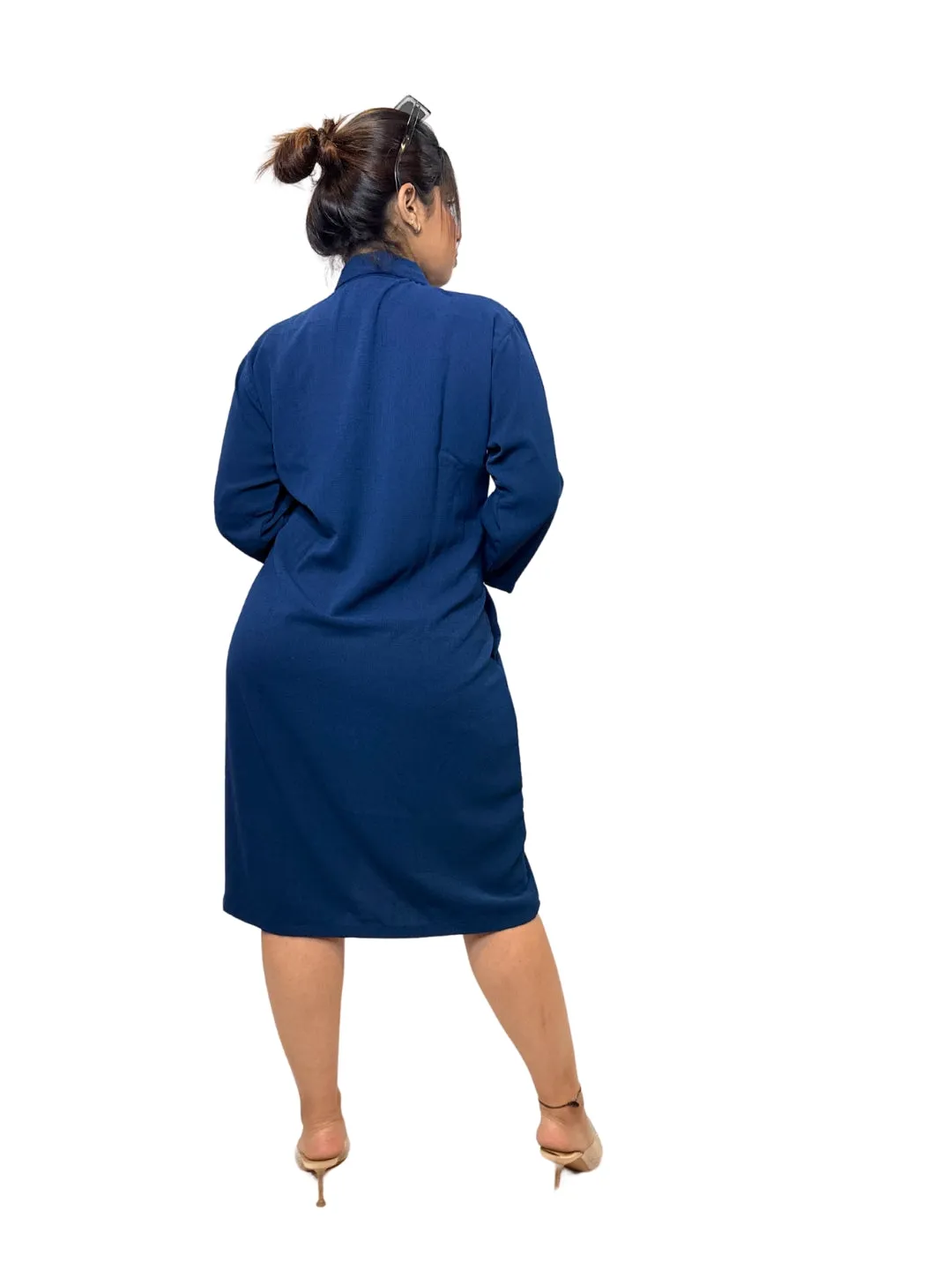 Women Blue Evil Eye Charm Long Shirt Dress