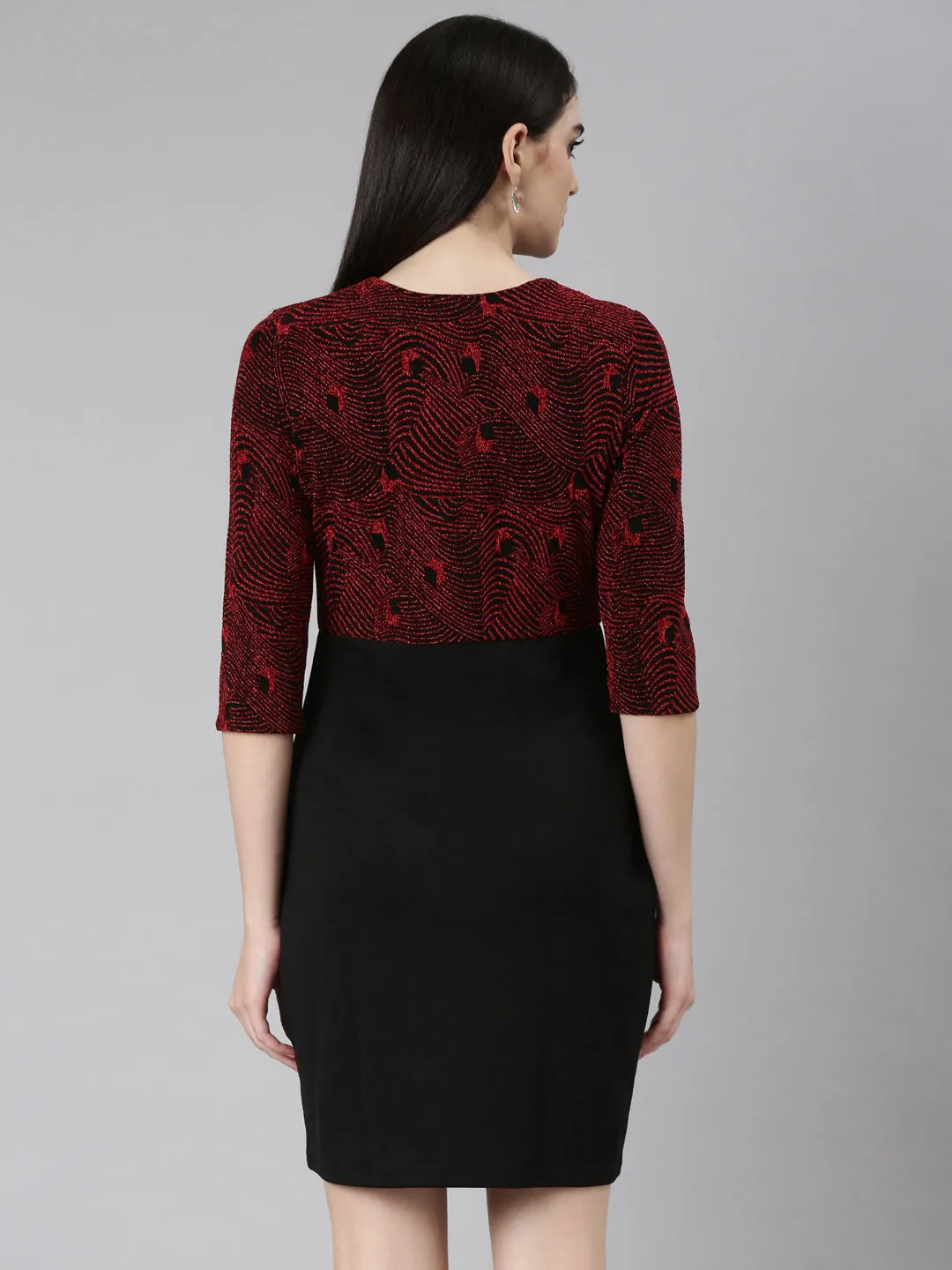Women Red Solid Bodycon Dress
