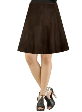 Women Short A-Line Leather Suede Skirt