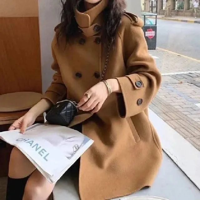 Women’s Korean Winter Woolen Jacket – Thickened Double-Sided Overcoat