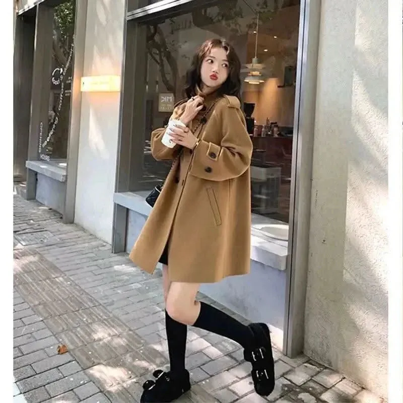 Women’s Korean Winter Woolen Jacket – Thickened Double-Sided Overcoat