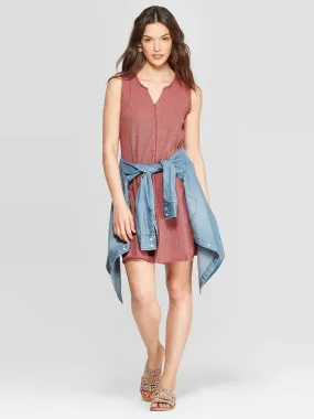 Women's Striped Dress,Burgundy