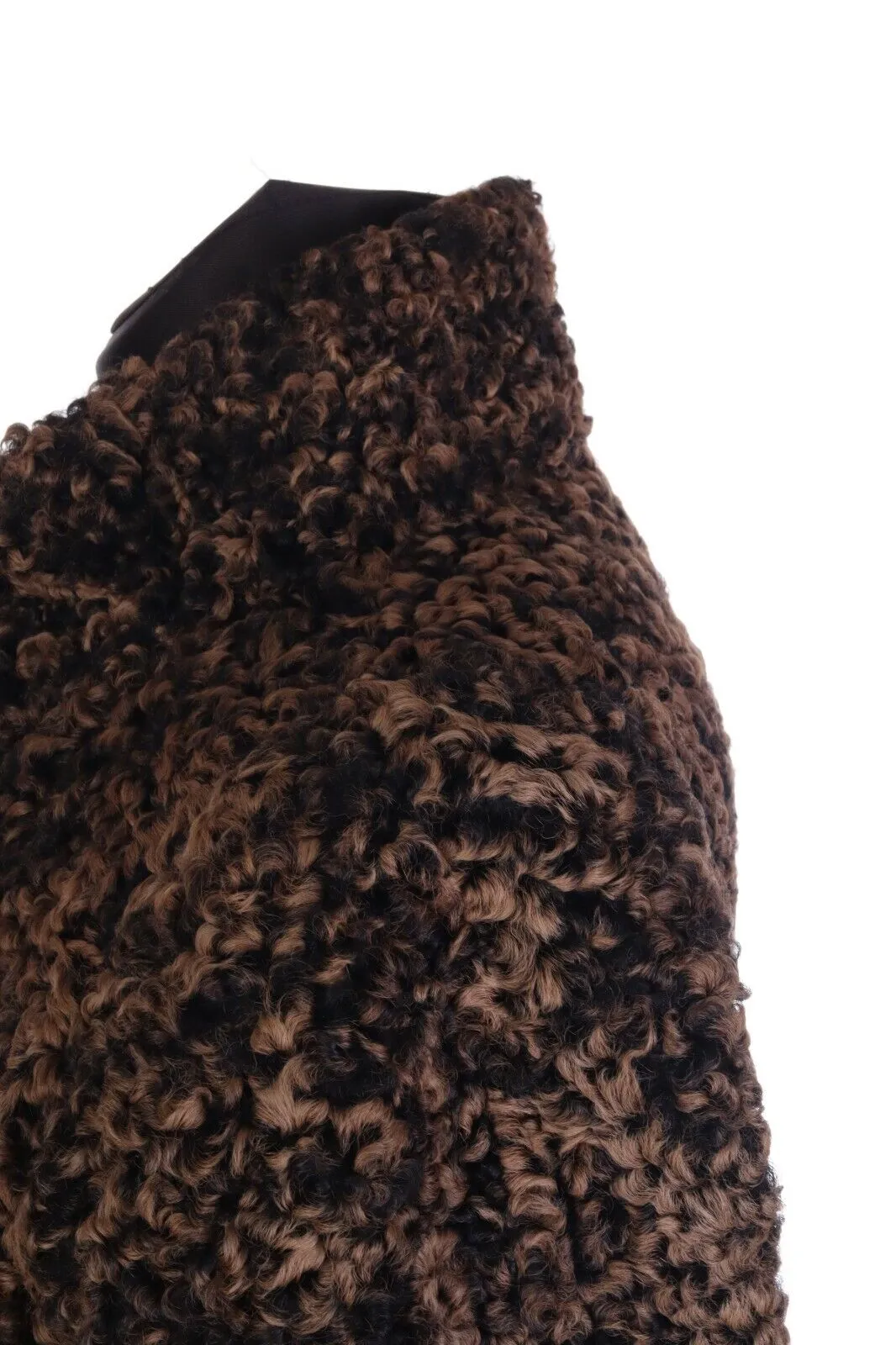 Women's SYMETRIE PARIS Brown Sheep Fur Mid-Length 3/4 Sleeve Pile Overcoat Sz M