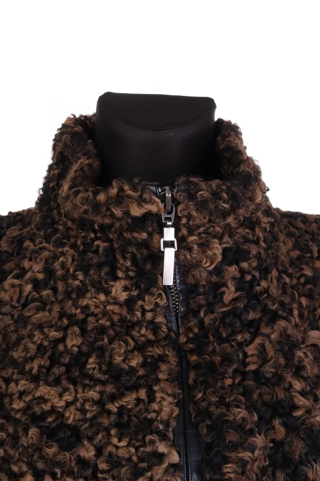 Women's SYMETRIE PARIS Brown Sheep Fur Mid-Length 3/4 Sleeve Pile Overcoat Sz M