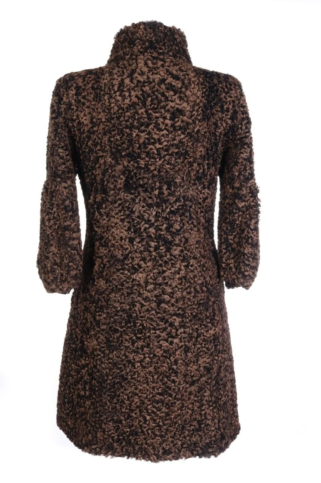 Women's SYMETRIE PARIS Brown Sheep Fur Mid-Length 3/4 Sleeve Pile Overcoat Sz M